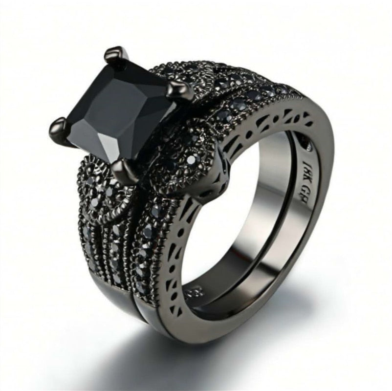 Fashion Couple Black Zircon Creative Black Ring