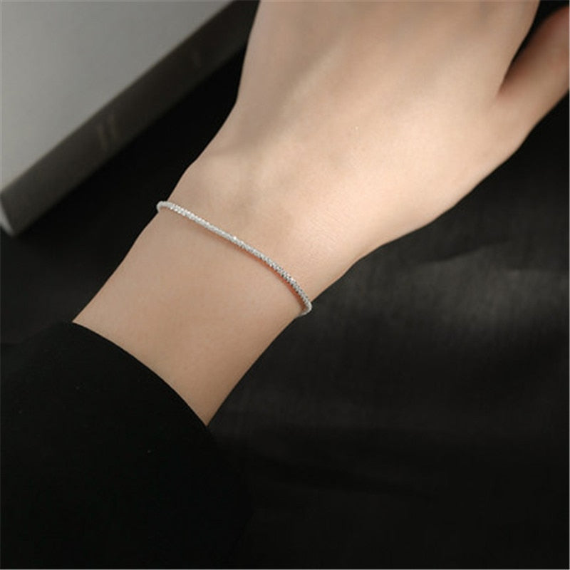 Silver Colour Sparkling Clavicle Chain Choker Necklace