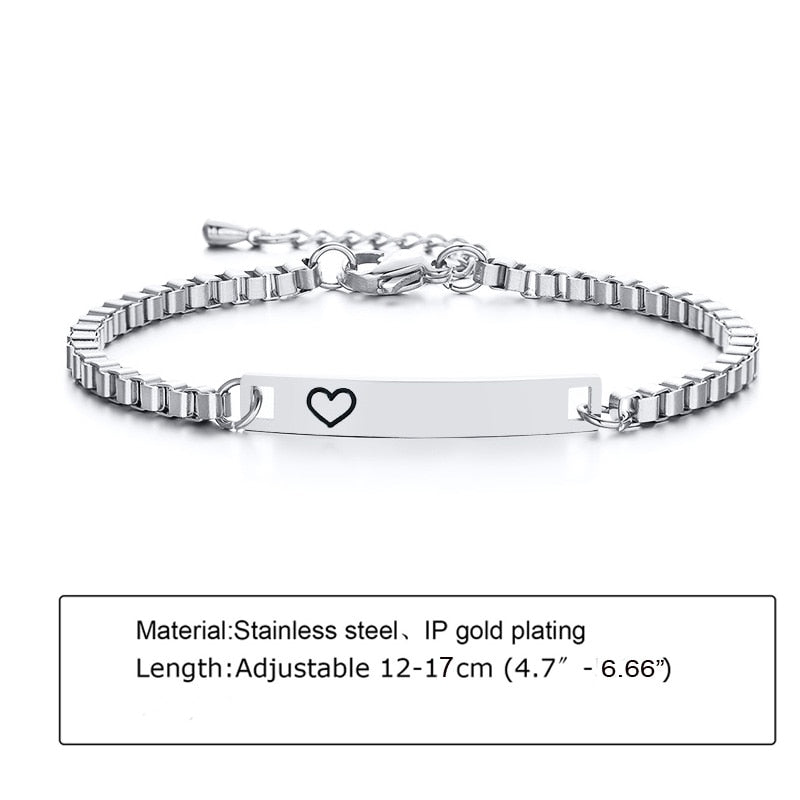 Custom Personalized Name Baby ID Stainless Steel Bracelet