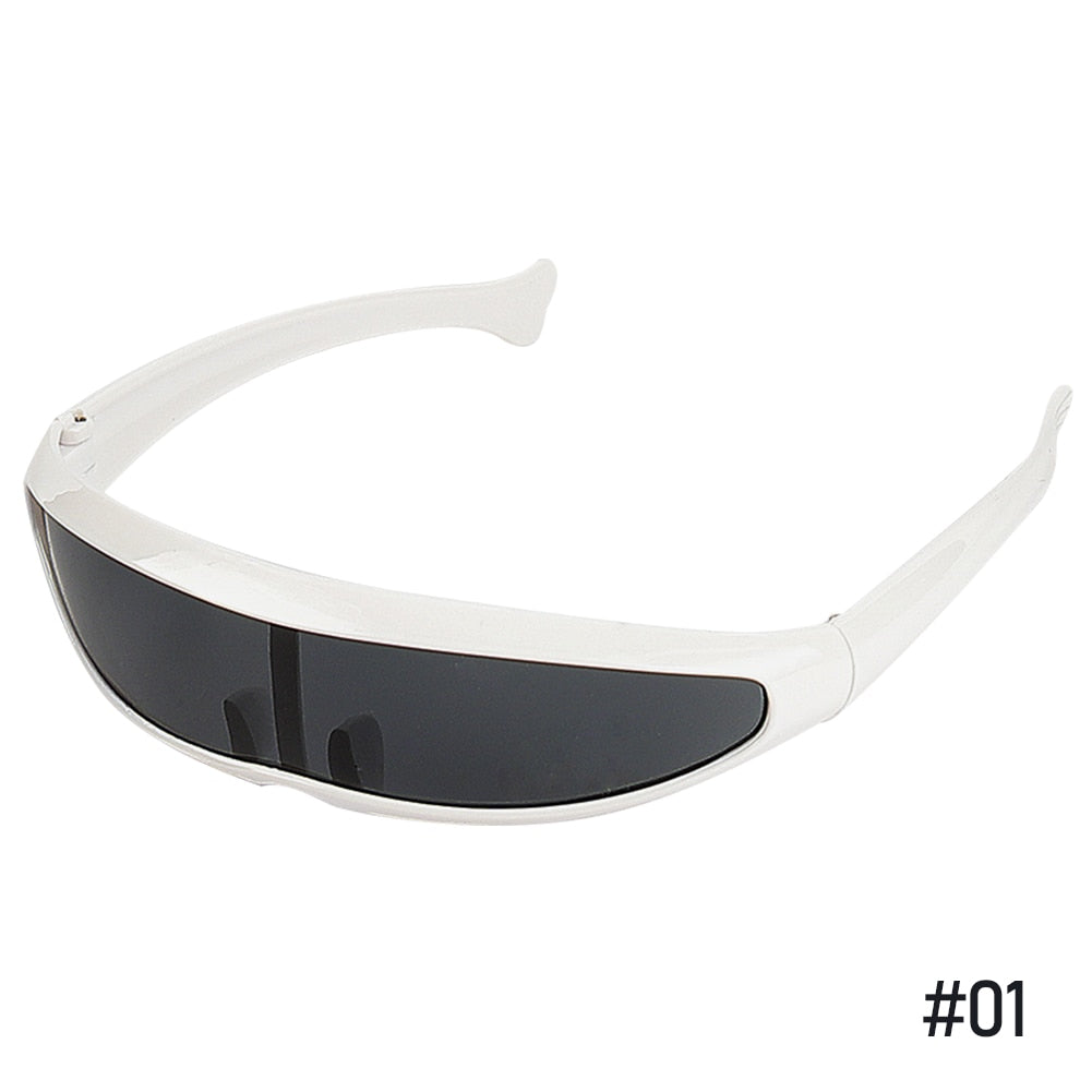 Futuristic Narrow Cyclops Visor Sunglasses Laser Eyeglasses UV400 Personality Mirrored Lens