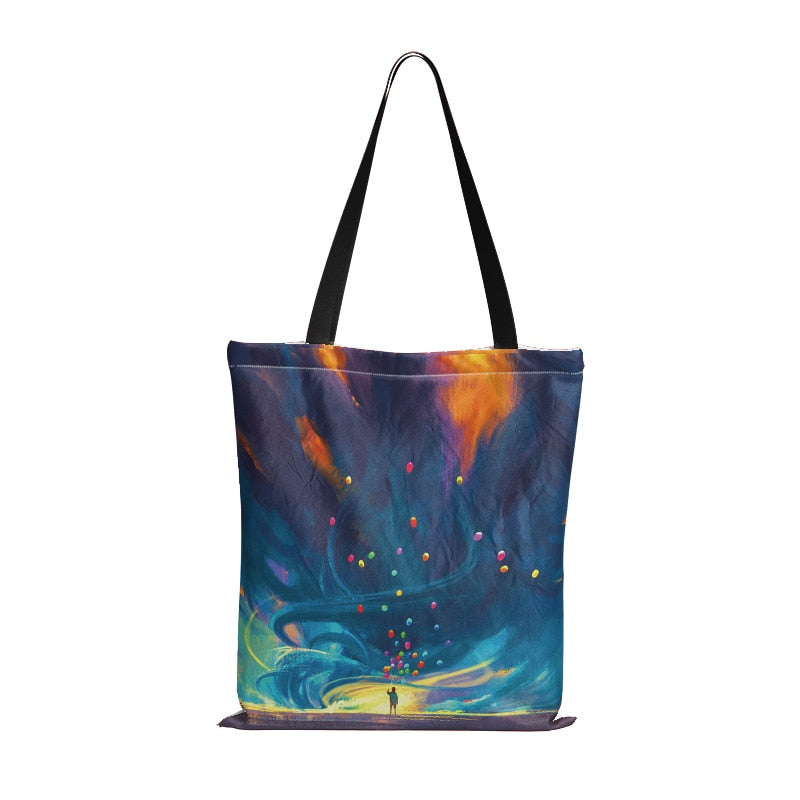 Cartoon Little Prince Women Canvas Eco Foldable Reusable Shopper Bag