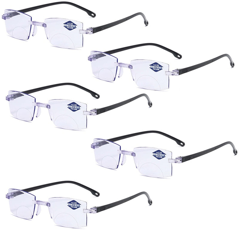 Diamond-cut Blue Light Blocking Multifocal Eyewear Ultralight Rimless Eyeglasses