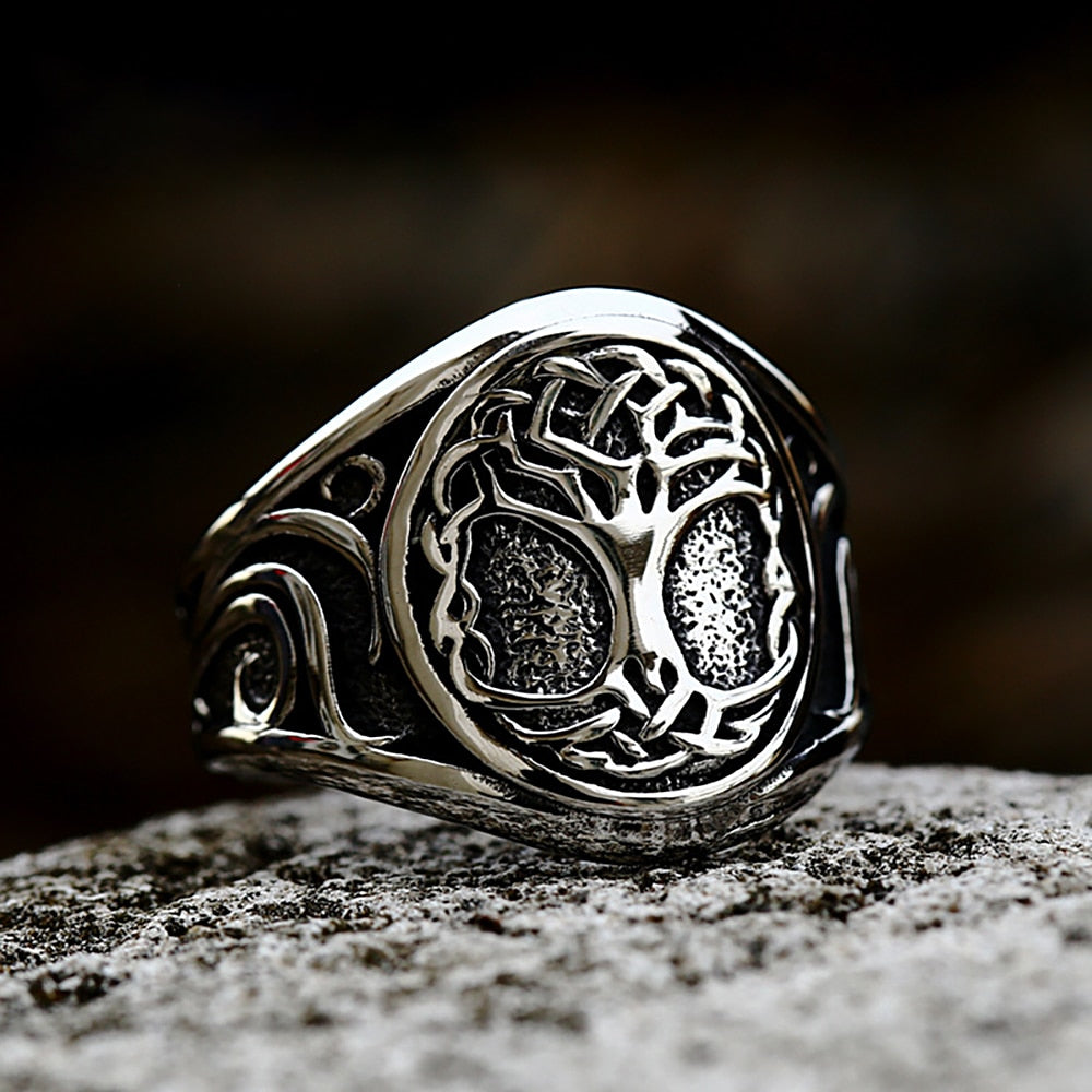 Vintage Viking Tree Of Life Nordic Mythology Stainless Steel Ring