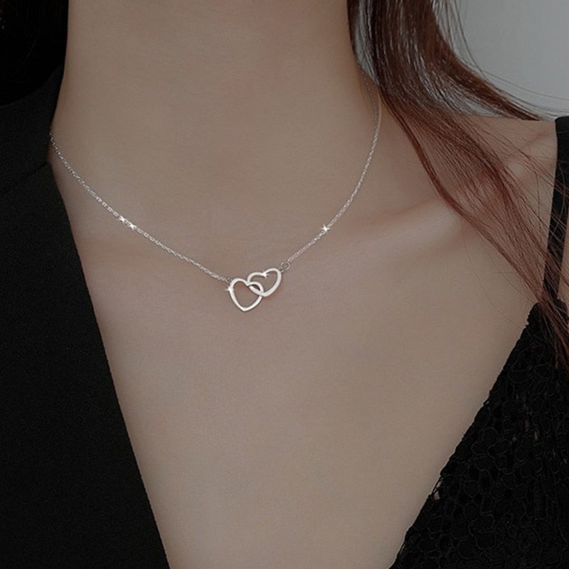 Kpop Vintage Metal Heart Neck Chains Choker Grunge Necklaces