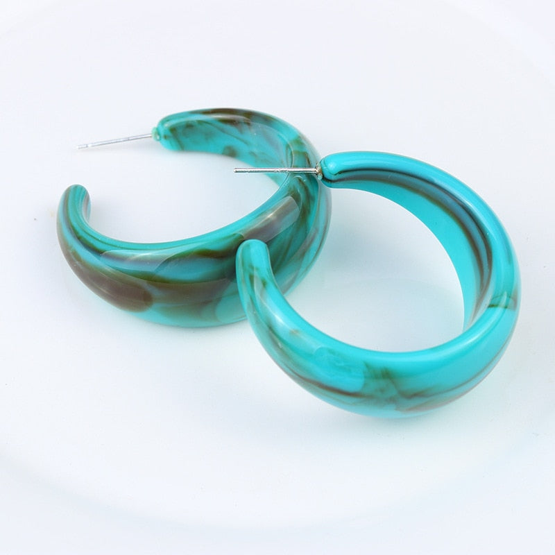 Korean style candy colors C-shaped earrings