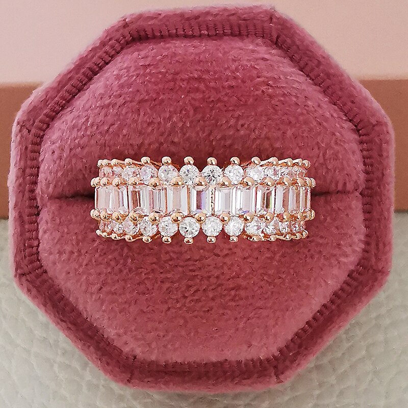 Luxury Rose Gold Silver Color Big Wheel Band Eternity Ring