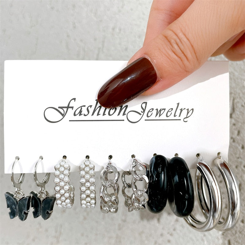 17KM Vintage Geometric Gold Plated Metal Earrings Set