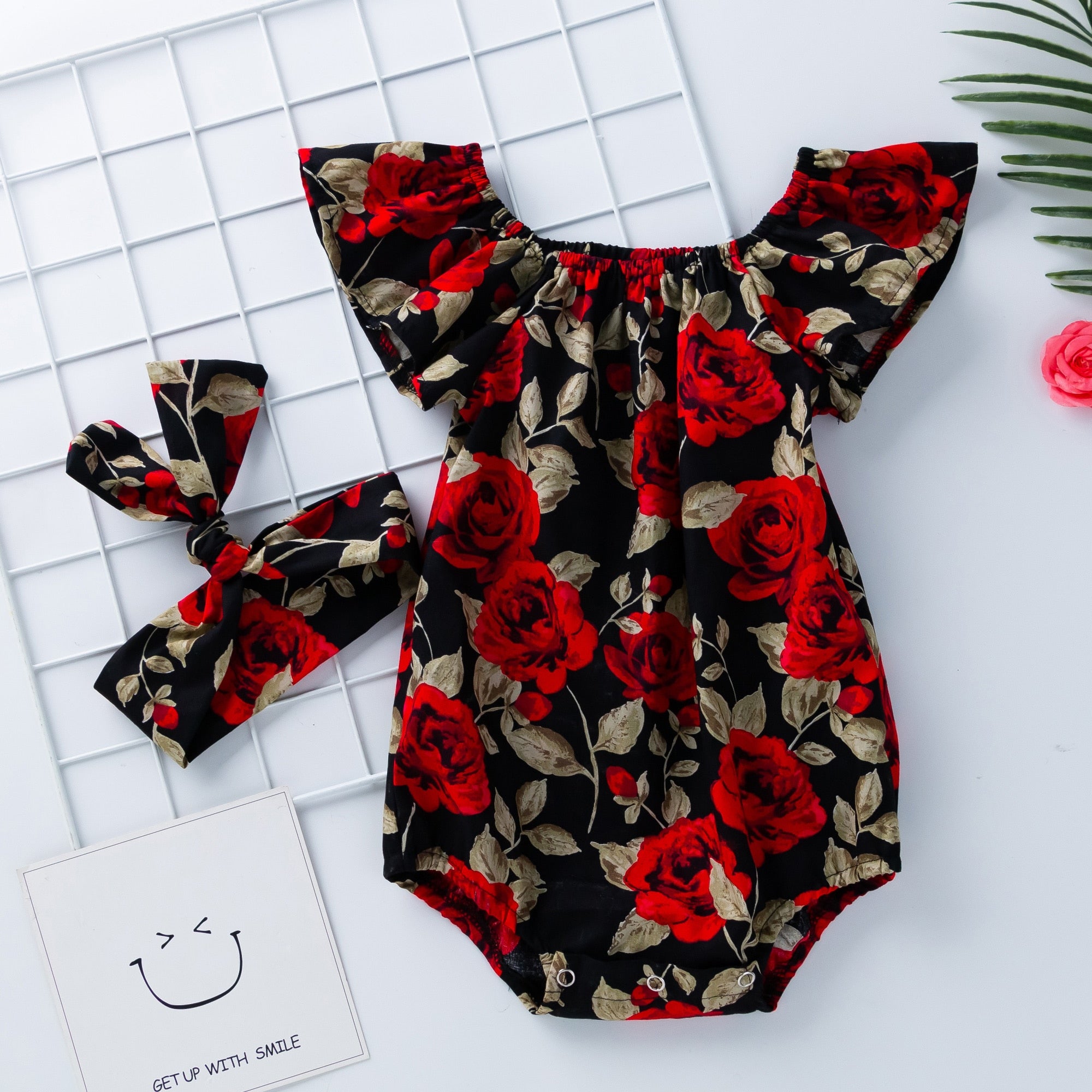 2022 Babany bebe Newborn Baby Floral Print Flutter Romper Girl
