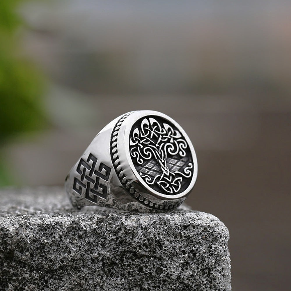 Vintage Viking Tree Of Life Nordic Mythology Stainless Steel Ring