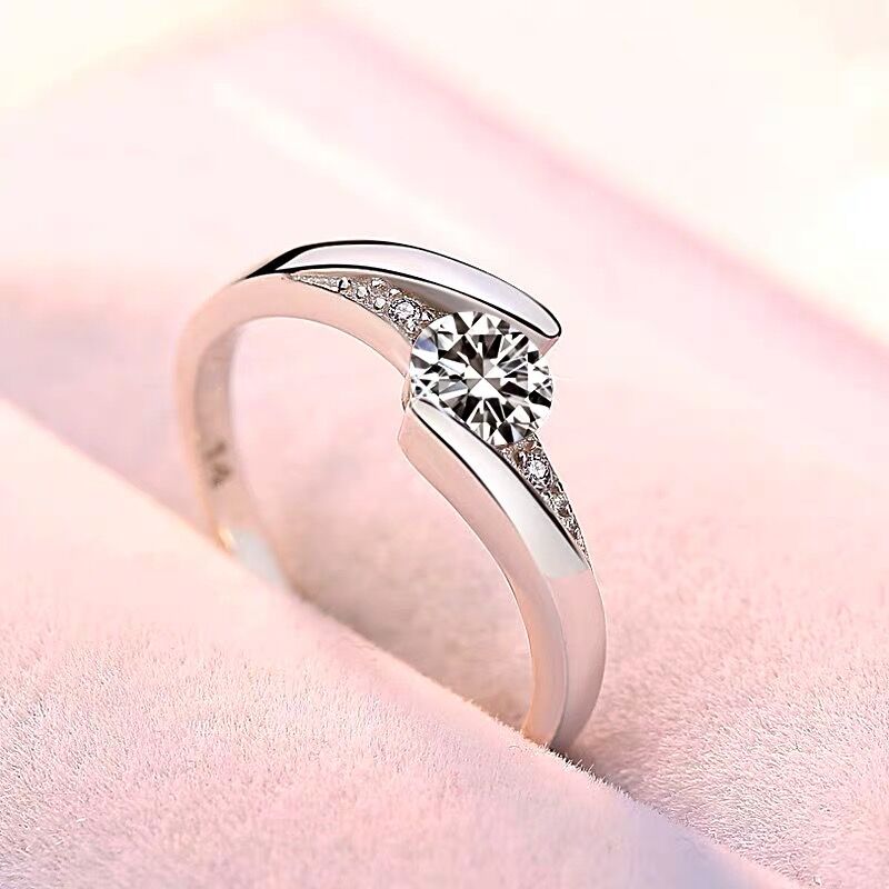 White Tibetan Silver Zircon Crystal Ring