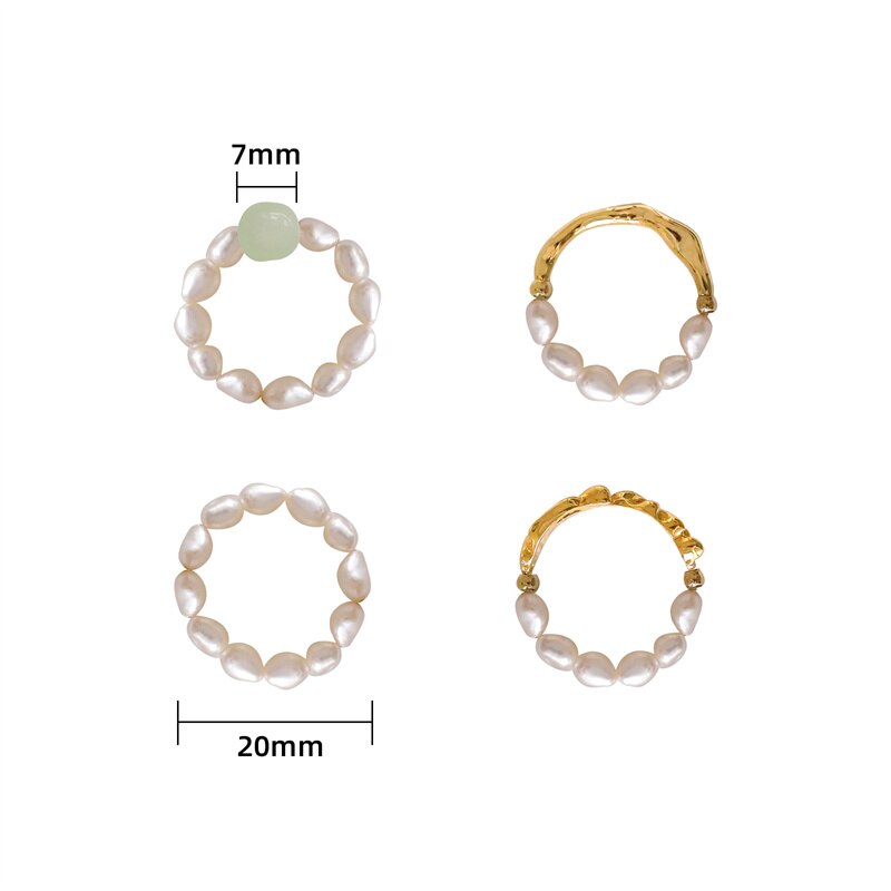 High-quality Natural Pearls Elastic Fine Beads Tail Index Ring