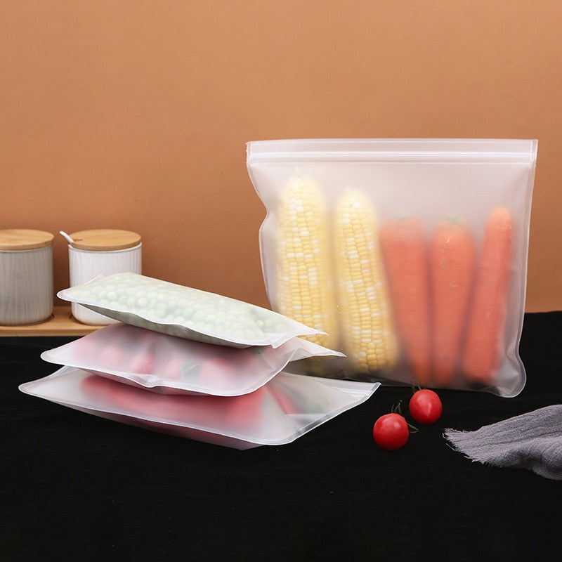 5 Pcs Silicone Reusable Food Storage Ziplock Bag