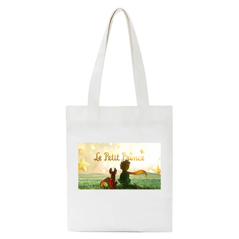 Cartoon Little Prince Women Canvas Eco Foldable Reusable Shopper Bag