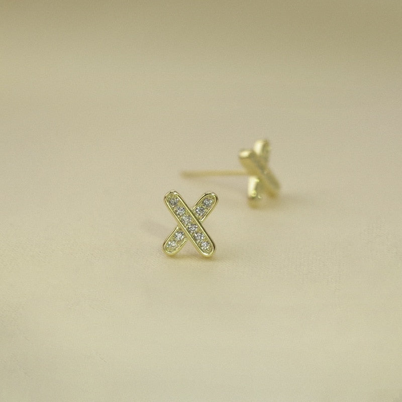 925 Sterling Silver Crystal Four-Pointed Star Earrings