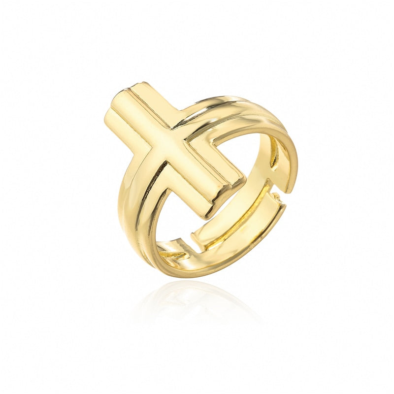 Trendy Gold Color Copper Geometric AAA Cubic Zirconia Ring