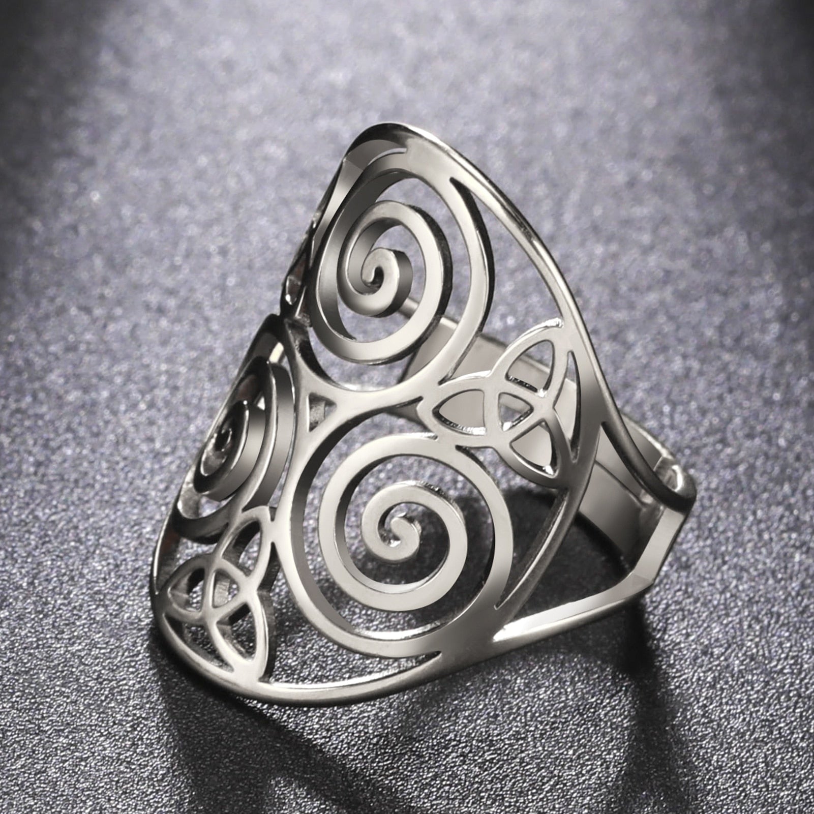 LIKGREAT Triskele Triskelion Adjustable Stainless Steel Ring