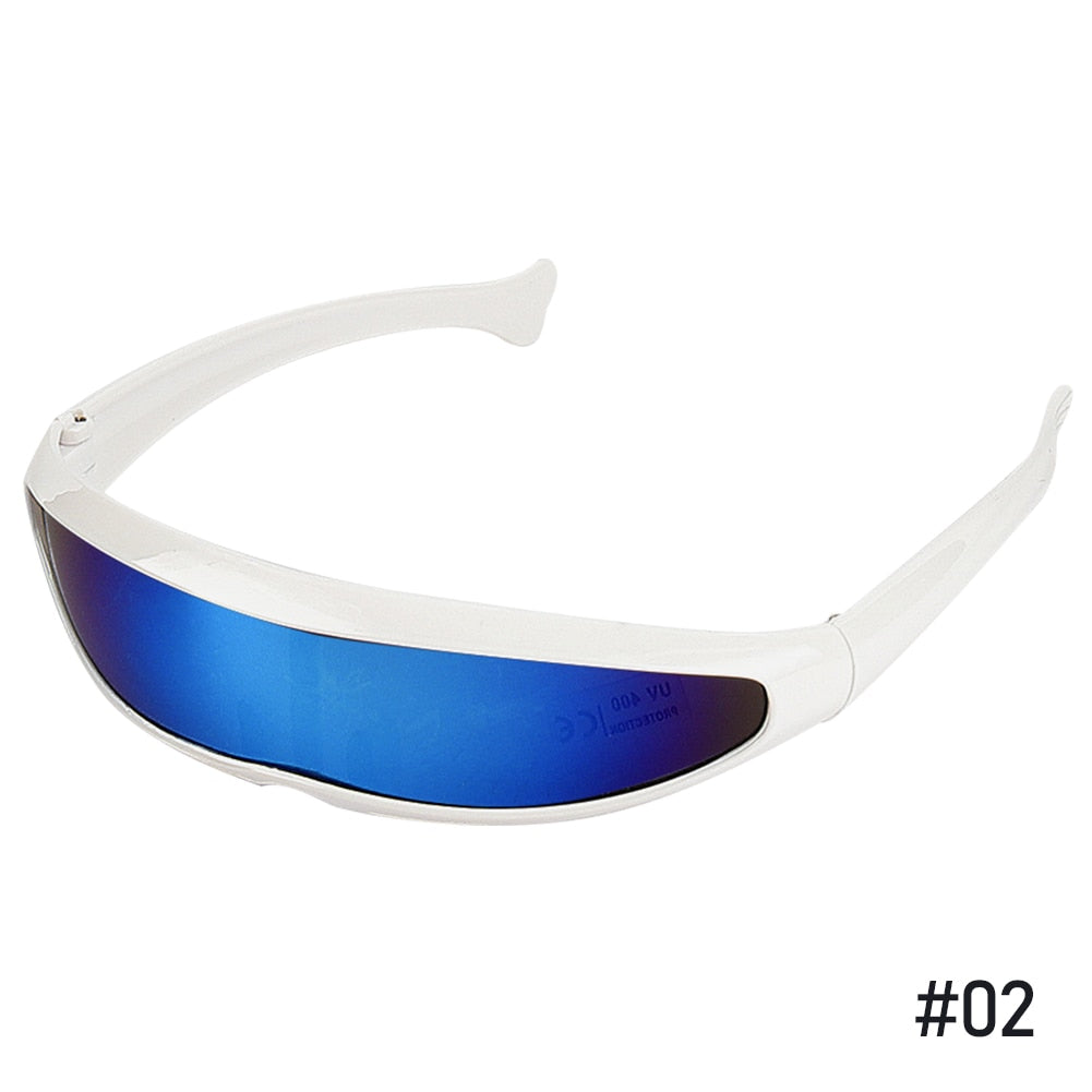 Futuristic Narrow Cyclops Visor Sunglasses Laser Eyeglasses UV400 Personality Mirrored Lens