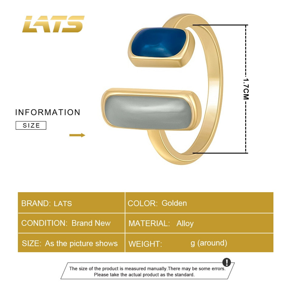 LATS French Retro Drop Glaze Gold Color Open Ring