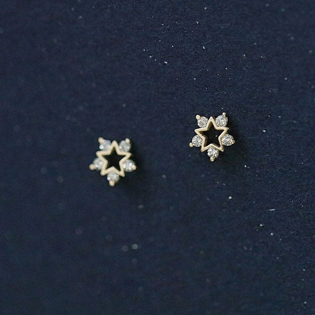 925 Sterling Silver Crystal Four-Pointed Star Earrings