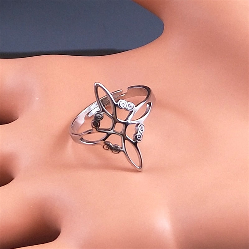 Witchcraft Stainless Steel Witch's Irish Knot Adjustable Ring