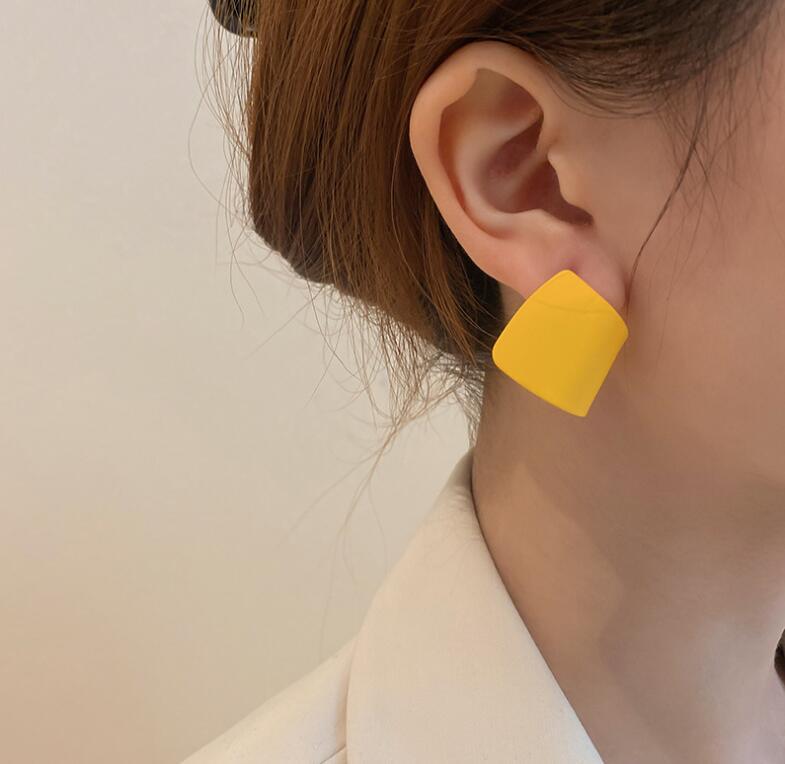 Korean style candy colors C-shaped earrings