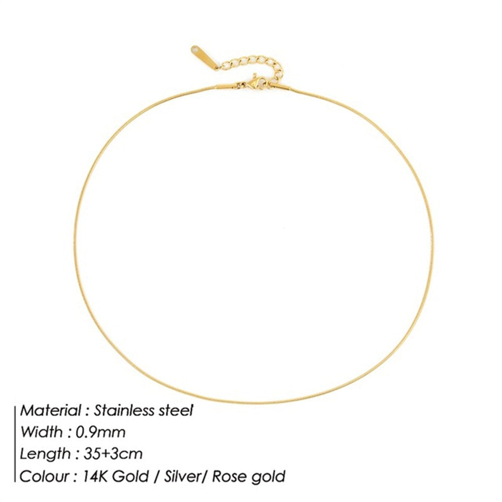 JUJIE 2MM/3MM/4MM/5MM Stainless Steel Snake Chain Necklace