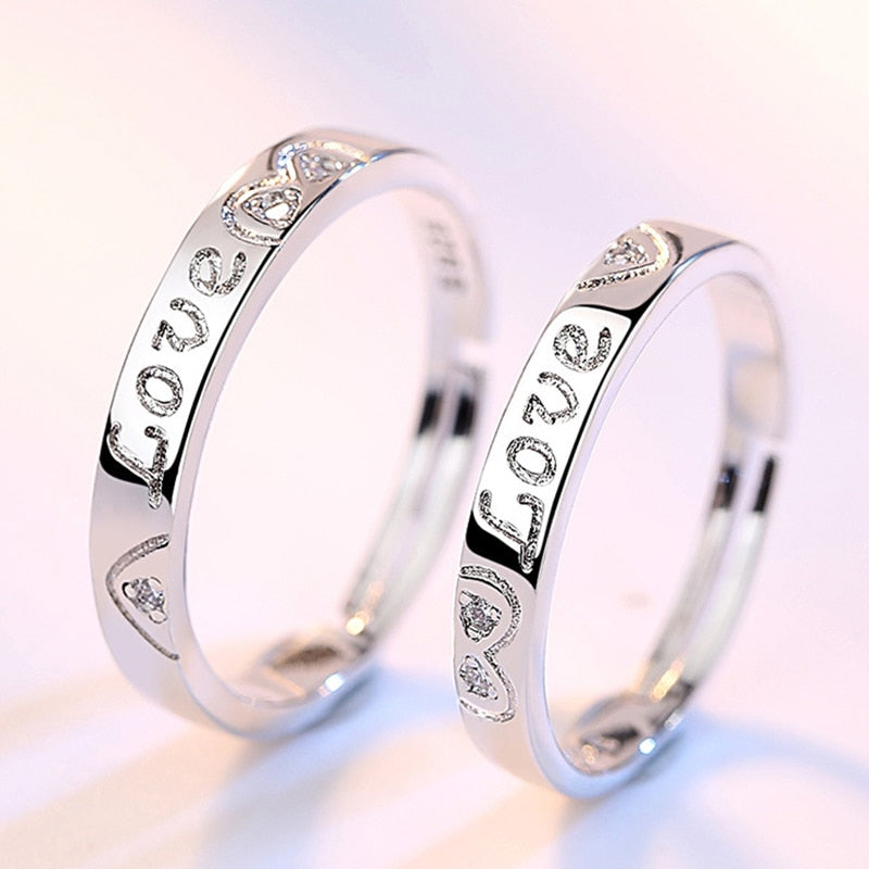 2Pcs/set Black White Romantic Couple Rings