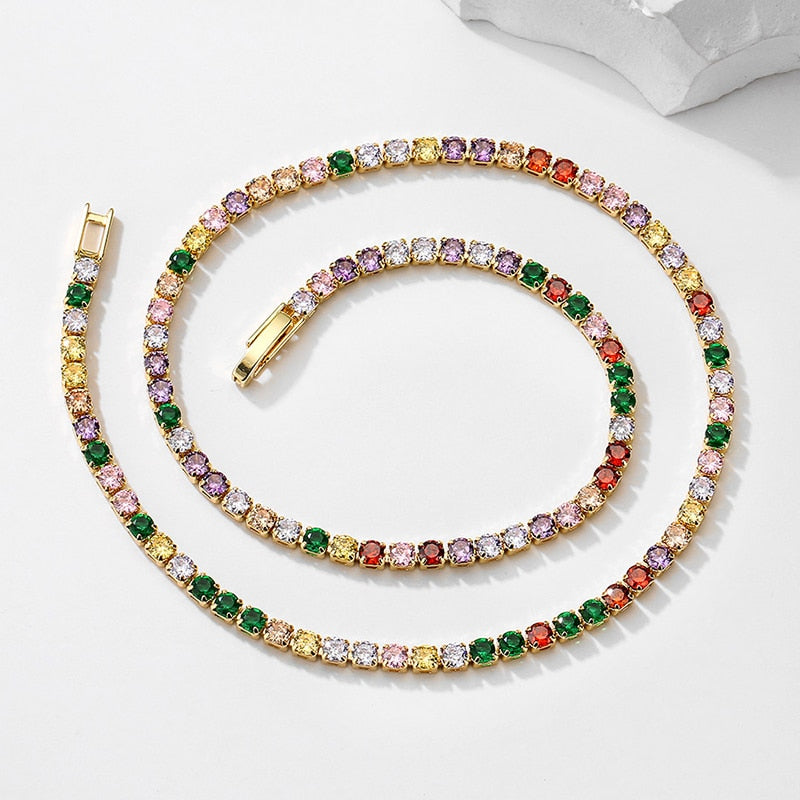 UILZ Sweet Pink Heart Zircon Choker Necklace