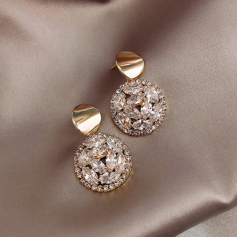 Vintage Fashion Black Crystal Round Pendant Earrings - Jeglowstore