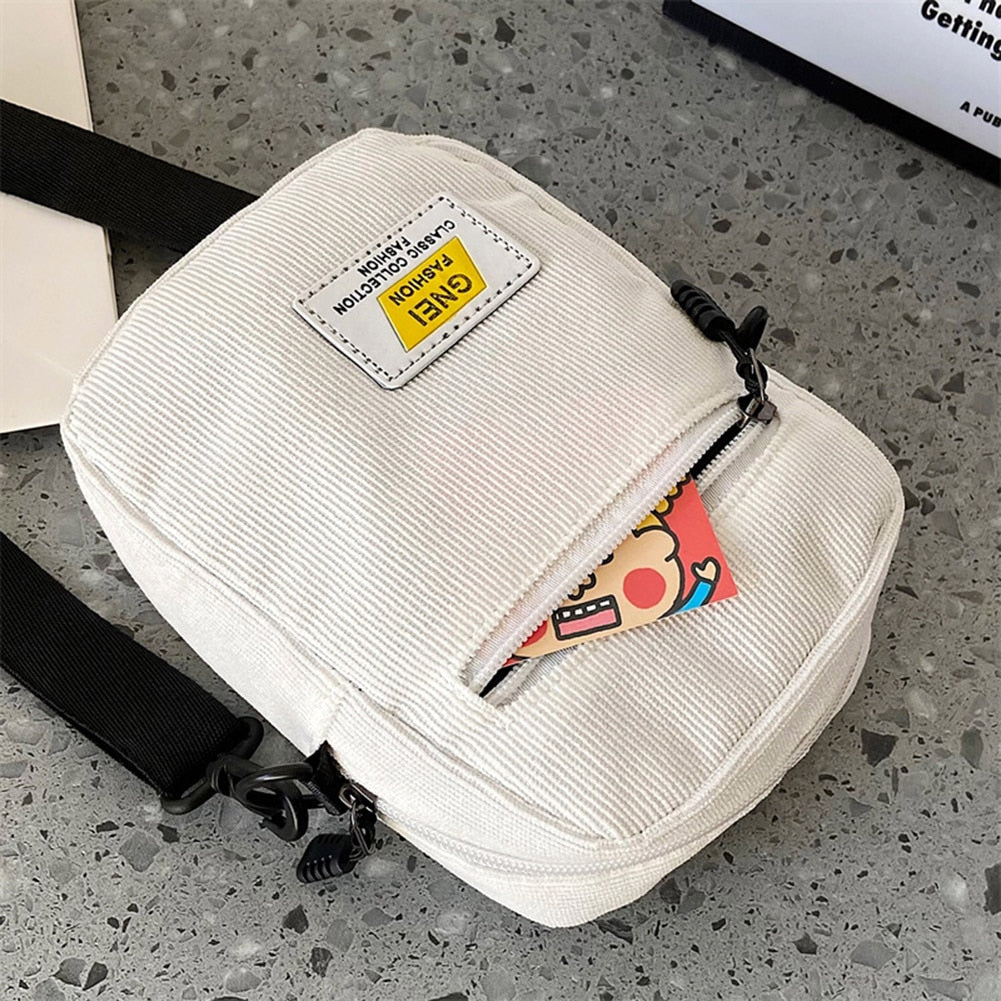 All-match Ladies Shoulder Bag Fashion Corduroy Zipper Messenger Bag