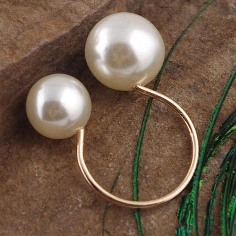 Fashion Geometrical Irregular Baroque Pearl Vintage Open Adjustable Index Ring