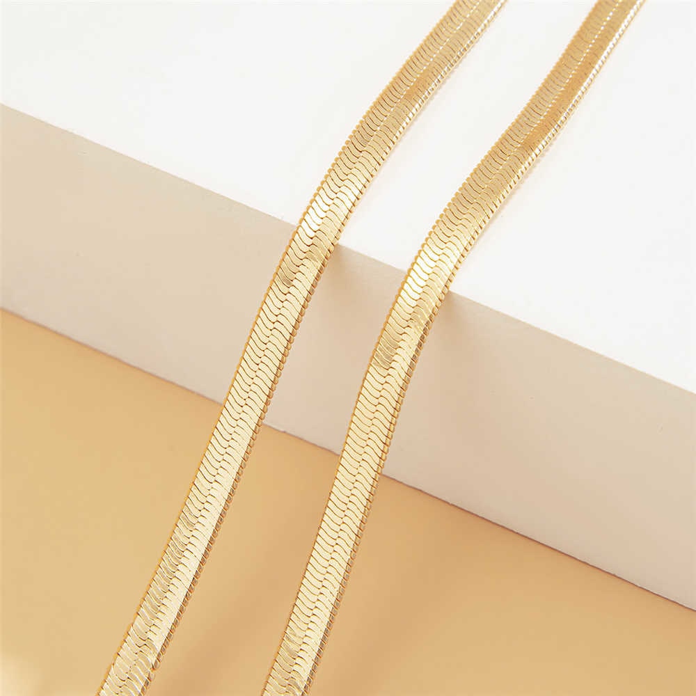 IngeSight.Z Simple Minimalist Copper Flat Snake Chain Choker Necklace