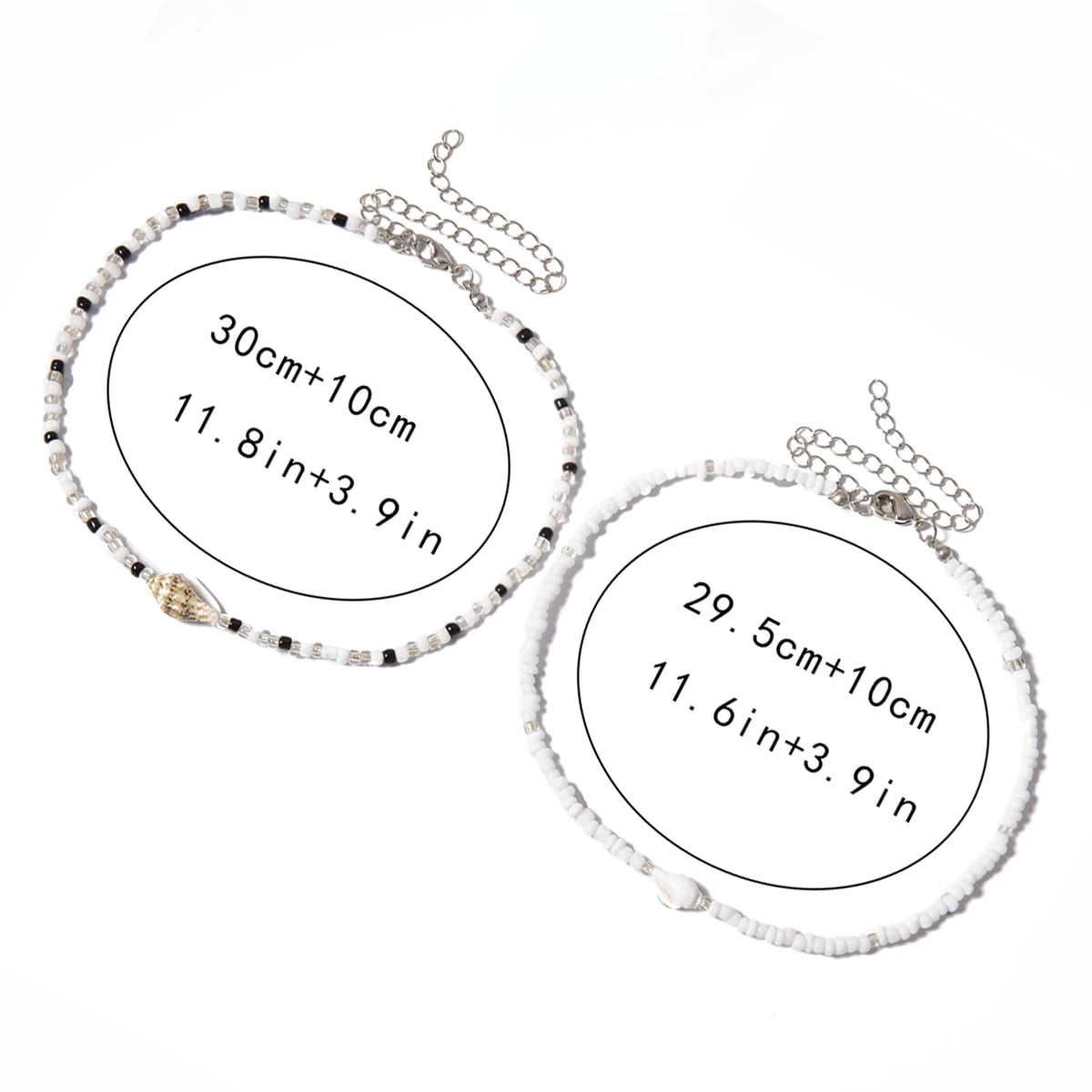 SHIXIN Separable 2 Layered White/Black Beads Necklaces