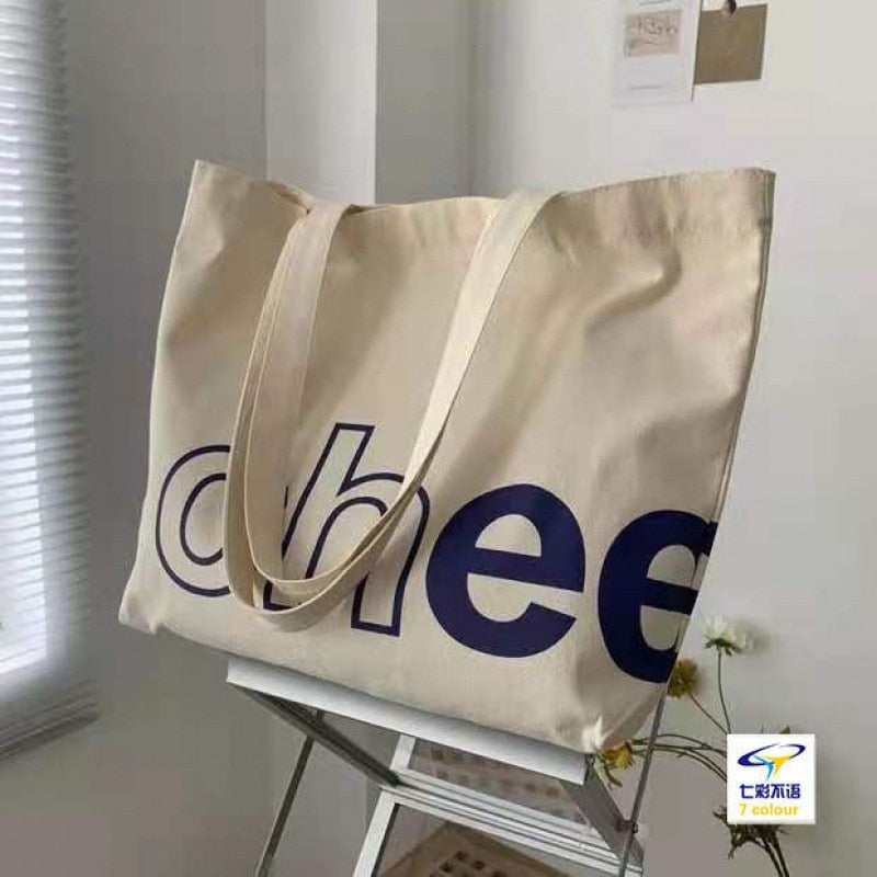 Large Capacity Cotton Reusable Canvas Tote Bag