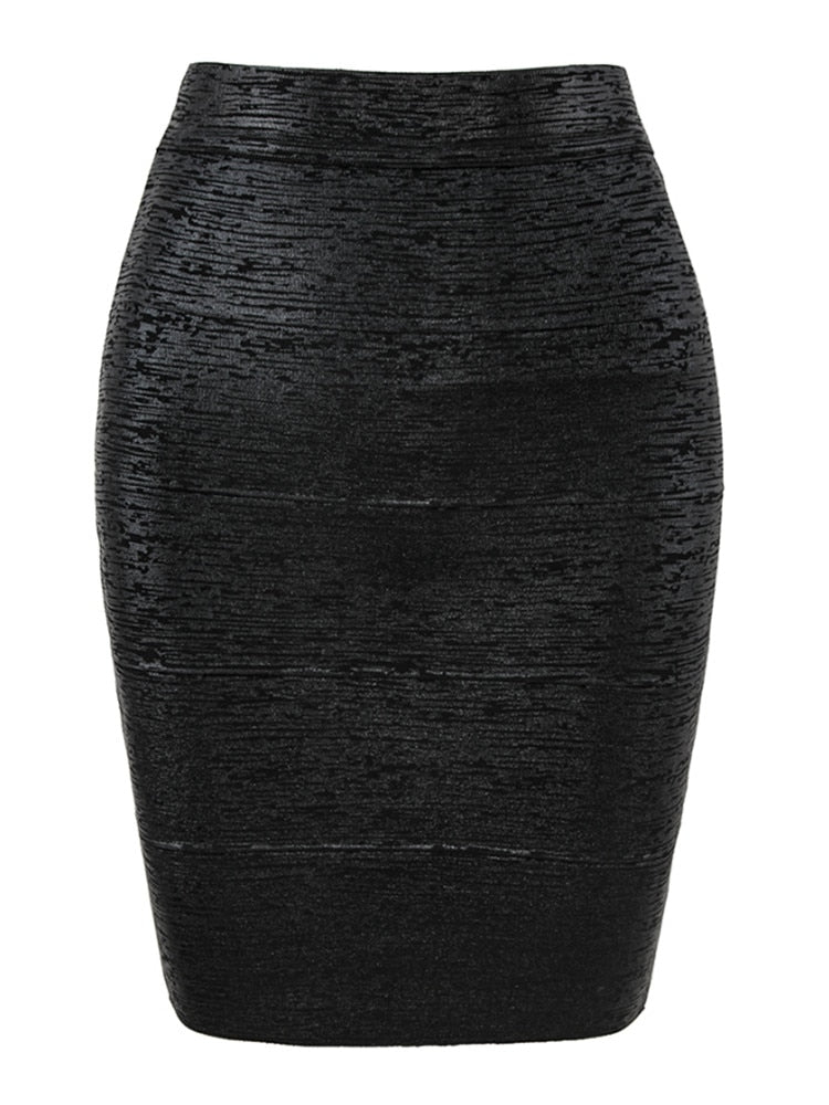 Sexy Black Silver Gold Bandage Skirt High Street