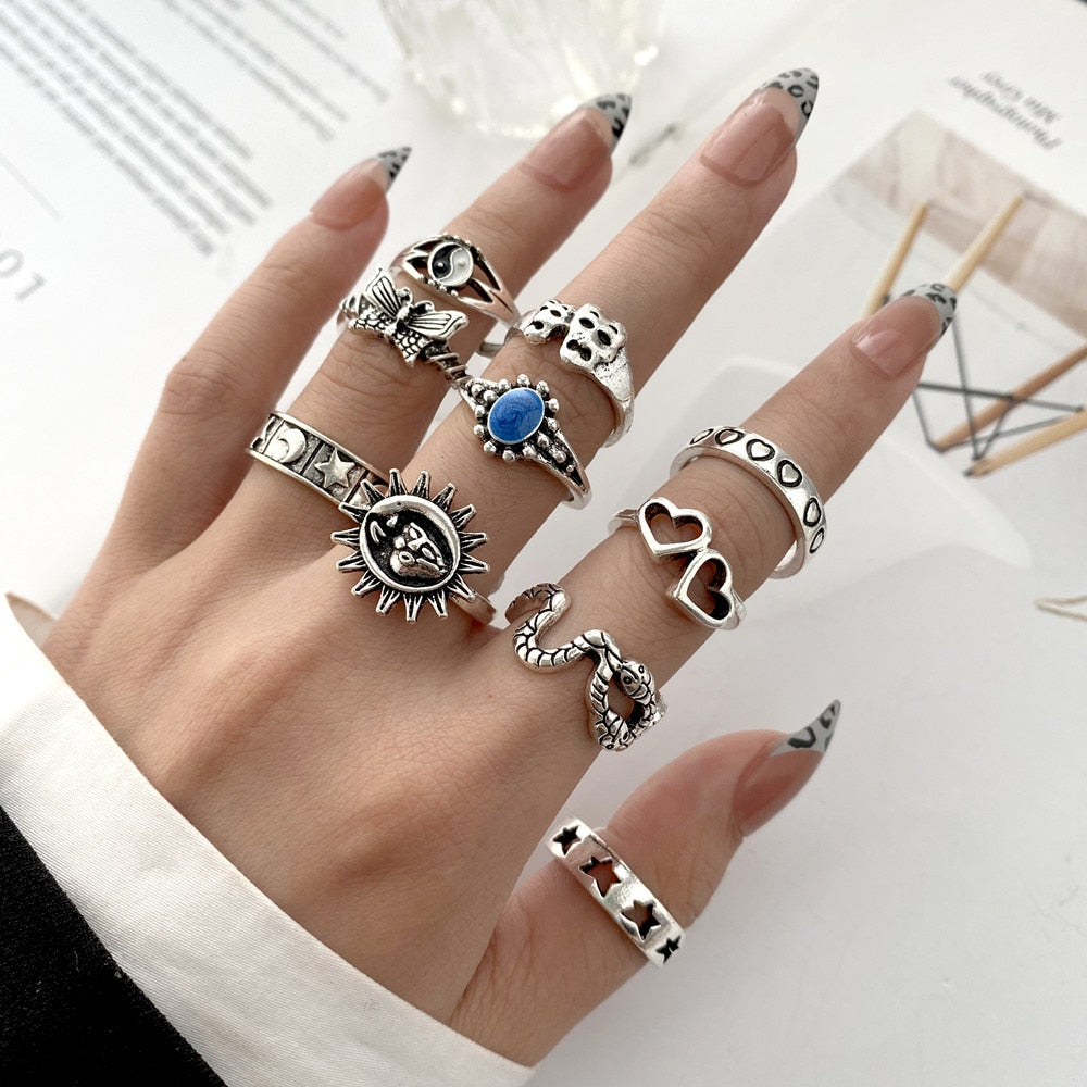 Vintage Geometric Retro Multi Knuckle Joint Finger Ring
