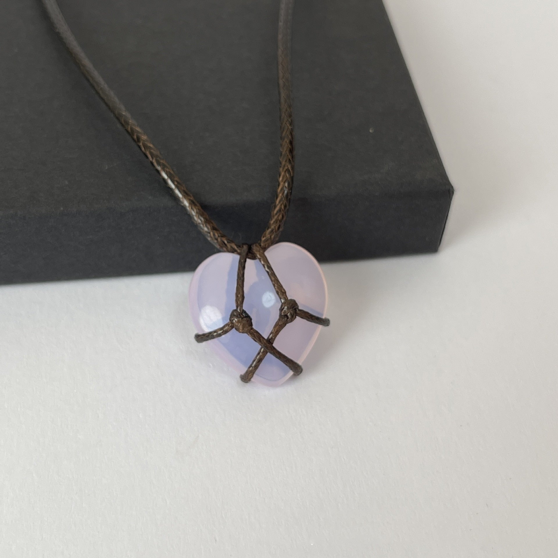 Heart Opal Powder Diamond Castle Necklace