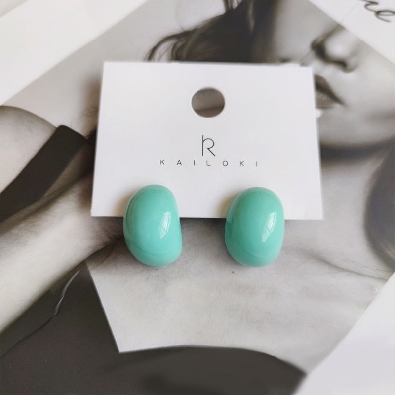 Korean style candy colors C-shaped earrings