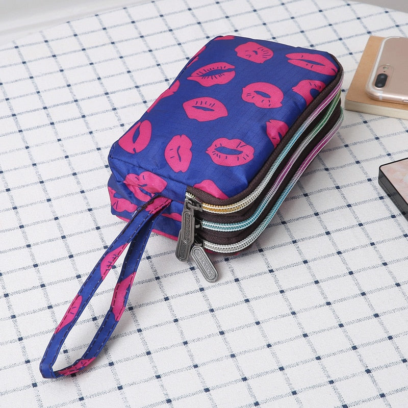 Three-layer Print Canvas Long Wallet