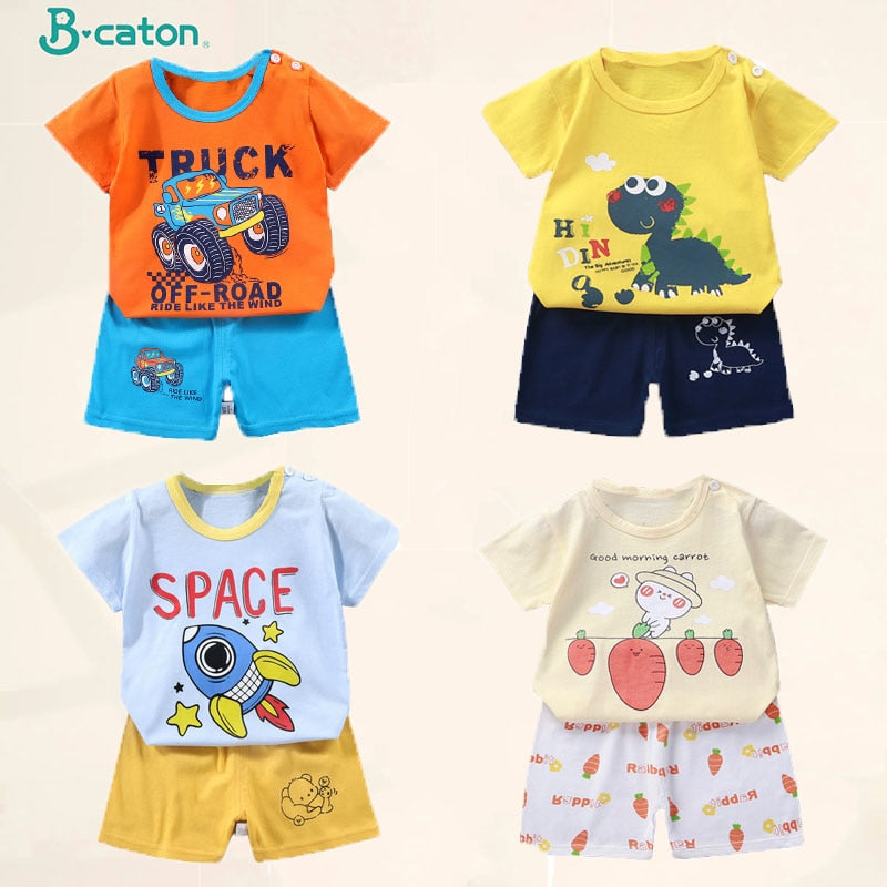 2PCS 100% Cotton Soft Summer Children Baby Cloths T-shirt