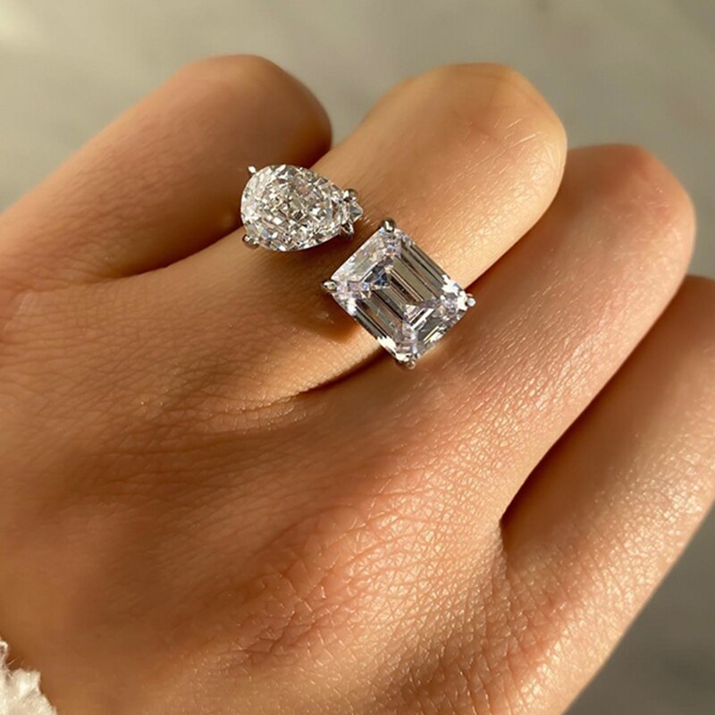 Trendy Water Drop Zircon Stone Adjustable Ring