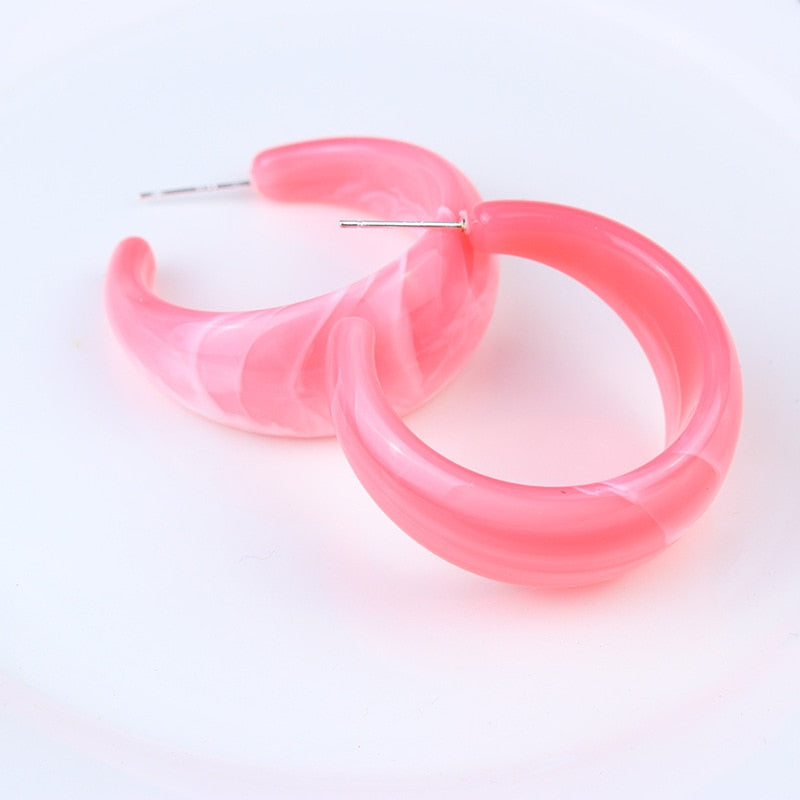 Korean style candy colors C-shaped earrings