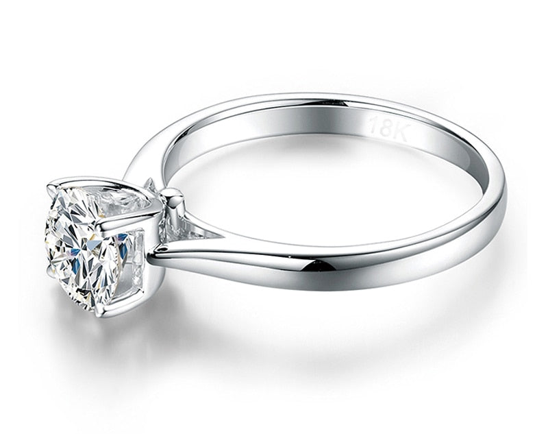 Real White Gold Color Tibetan Silver Ring 2ct Round Zircon Ring