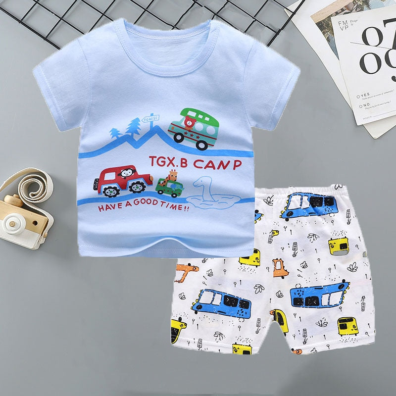 2PCS 100% Cotton Soft Summer Children Baby Cloths T-shirt