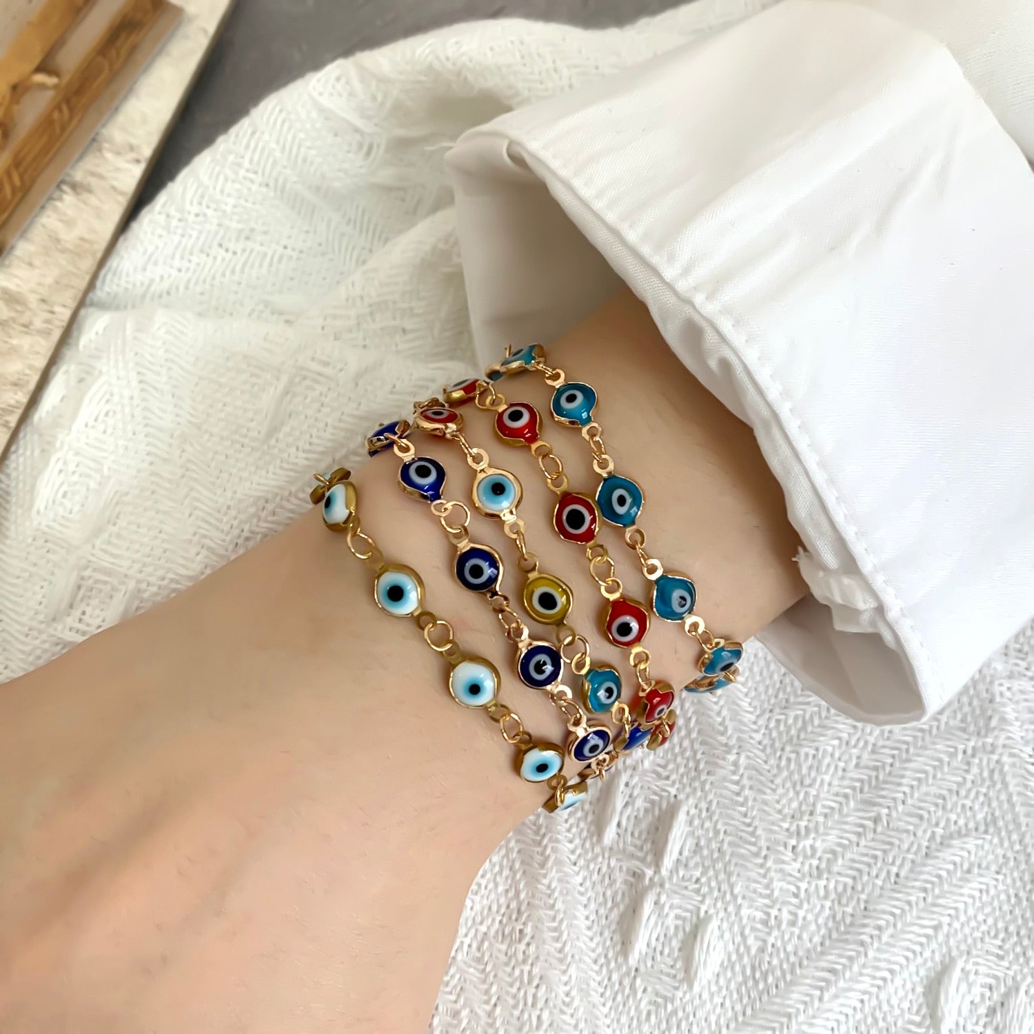 Lucky Turkey Evil Eye Bracelet Colorful Adjustable Metal Chain Bracelet
