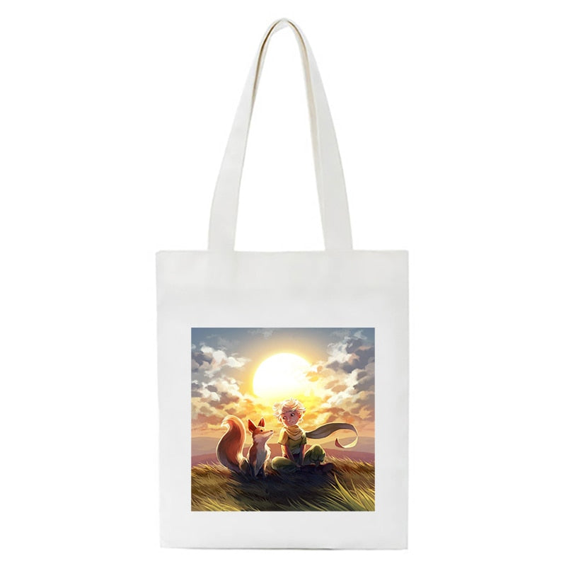 Cartoon Little Prince Women Canvas Eco Foldable Reusable Shopper Bag