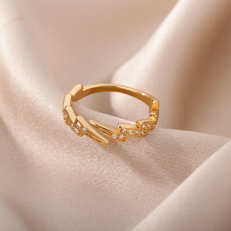 Lightning Stainless Steel Gold Plated Finger Ring