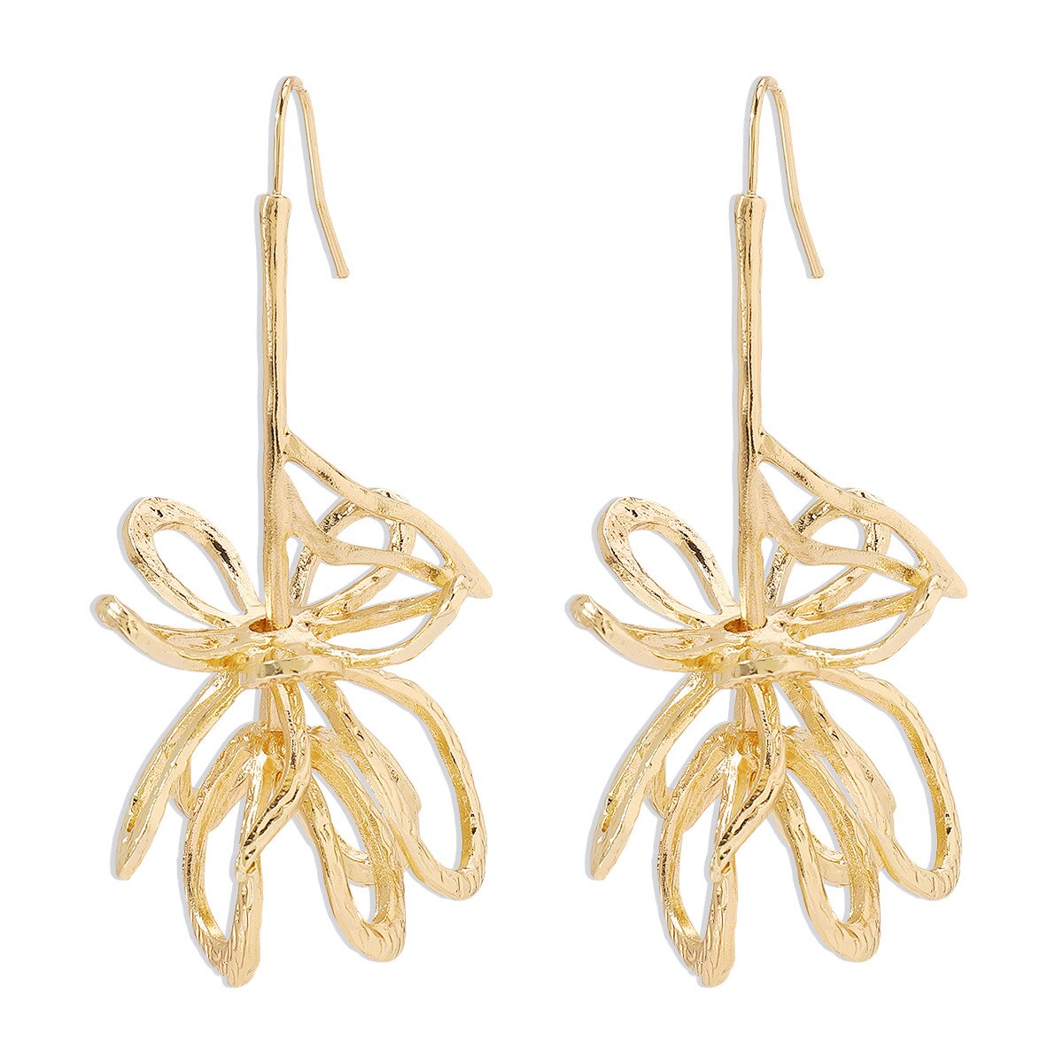 Retro Golden Metal Leaf Stud Earrings