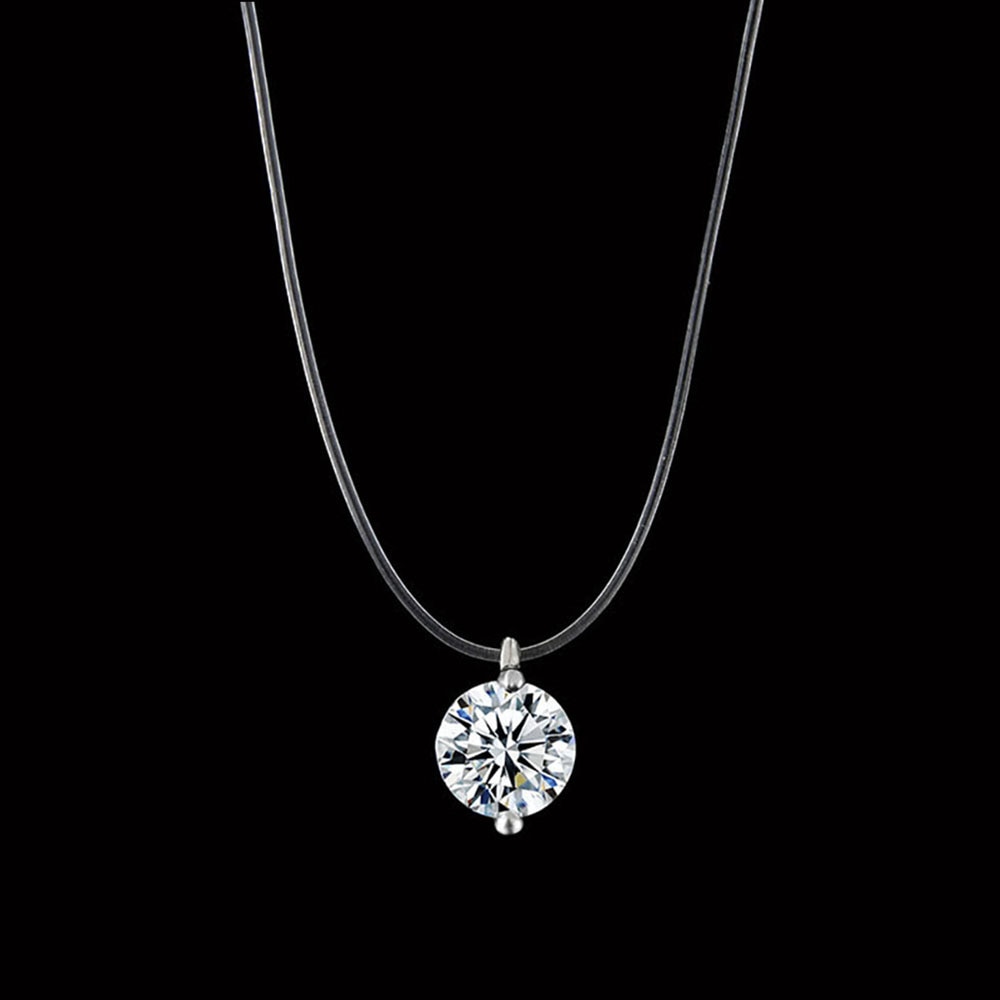 Transparent Fishing Line Silver Plated Necklace