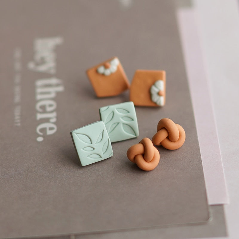 Handmade Molded Irregular Floral Multi Colors Earring